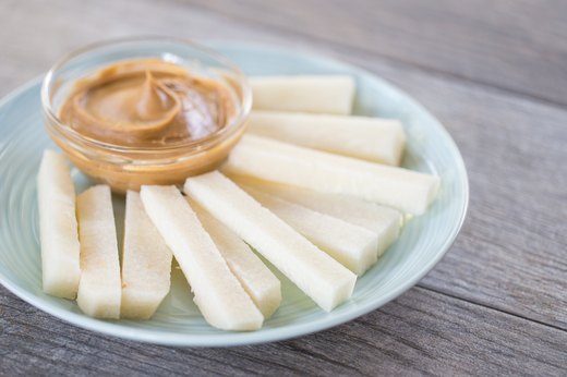 1. The New PB&J: Peanut Butter and Jicama Sticks (175 calories)